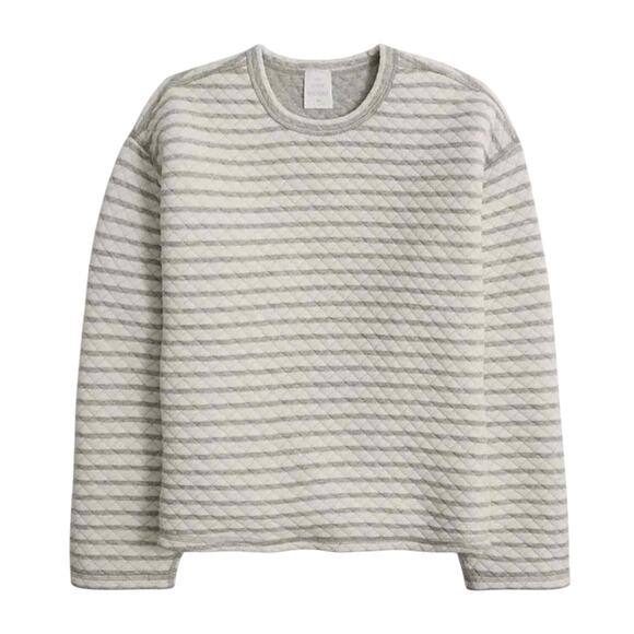 J. Crew Factory Reversible Quilt Pullover Sweatshirt Size Medium Heather Gray - Picture 1 of 10